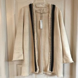 New Topper Jacket, never worn. Size 2, brand Chico’s. Color Ivory Cream.